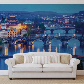 City Prague River Bridges Wallpaper Mural