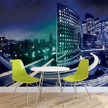 City Skyline Night Wallpaper Mural