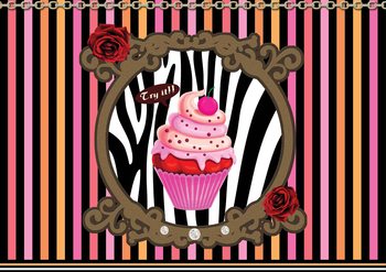 Cupcake Stripes Wallpaper Mural
