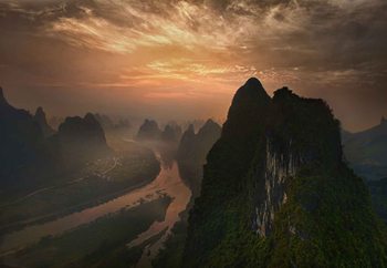 Dawn At Li River Wallpaper Mural