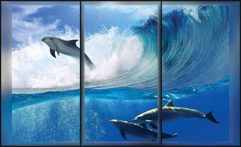 Dolphins Sea Wave Jump Wallpaper Mural