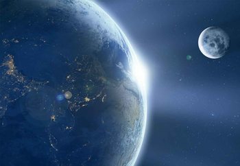 Earth And Moon Wallpaper Mural