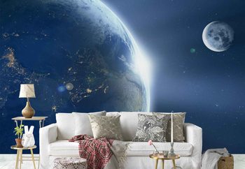 Earth And Moon Wallpaper Mural