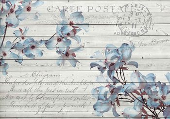 Фототапет Flowers Wood Pattern Vintage