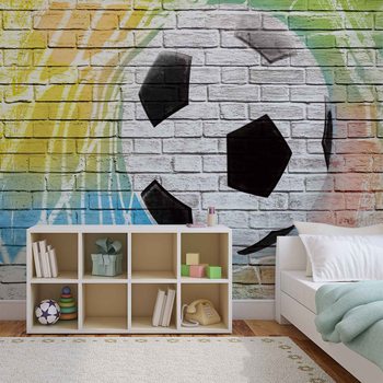 Football Wall Bricks Wallpaper Mural