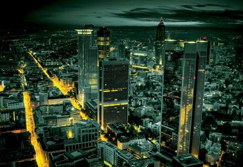 Frankfurt City Skyline At Night Wallpaper Mural