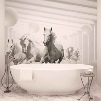 Horses White Spheres Wallpaper Mural