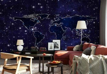 Map And Stars Wallpaper Mural