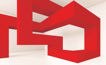 Modern Abstract Red White Wallpaper Mural