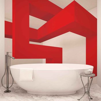 Modern Abstract Red White Wallpaper Mural