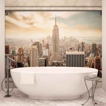 New York City View Pillars Wallpaper Mural