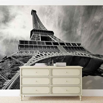 Paris Eiffel Tower Black White Wallpaper Mural