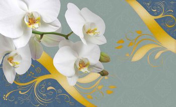 Pattern Flowers Orchids Abstract Wallpaper Mural