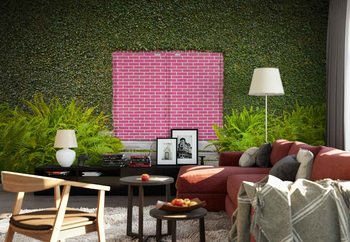 Pink Brick Door Wallpaper Mural