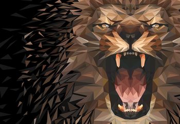 Polygon Lion Dark Colours Wallpaper Mural