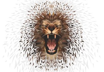 Polygon Lion Ligh Colours Wallpaper Mural
