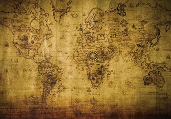Sepia World Map Vintage Wallpaper Mural