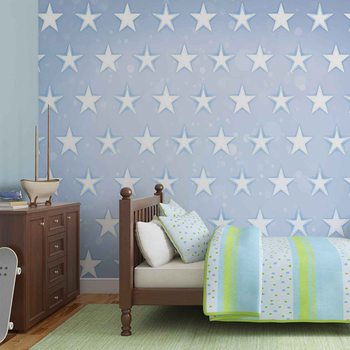 Stars Pattern Blue Wallpaper Mural