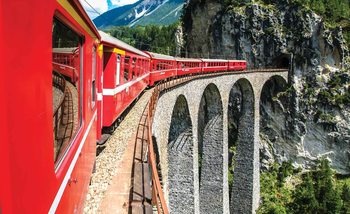 Фототапет Train Through The Mountains