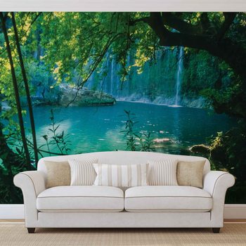 Tropical Waterfall Lagoon Forest Wallpaper Mural