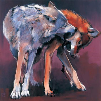 Wallpaper Mural Two Wolves, 2001 (oil on canvas)