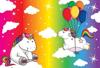 Unicorns Rainbow Wallpaper Mural