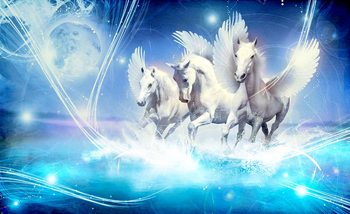 Winged Horse Pegasus Blue Wallpaper Mural