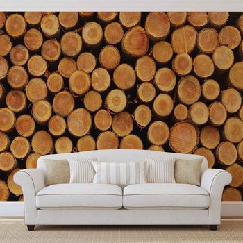 Wallpaper Mural Wood Texture Logs Nature