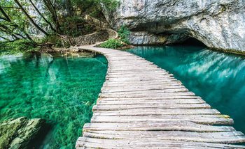 Wooden Bridge in Lagoon Wallpaper Mural