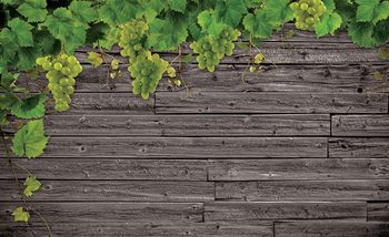 Wooden Wall Grapes Wallpaper Mural