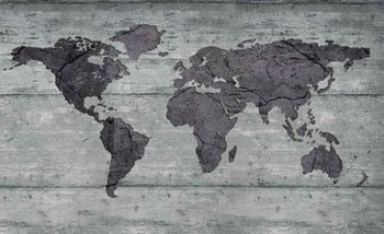 World Map Concrete Texture Wallpaper Mural
