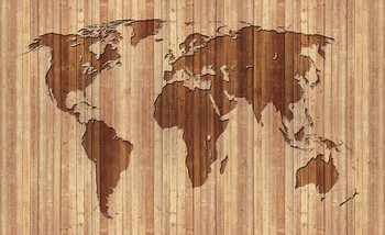 World Map Wood Wallpaper Mural