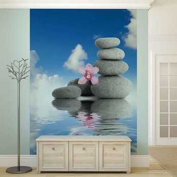 Zen Water Stones Orchid Sky Wallpaper Mural