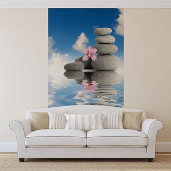 Zen Water Stones Orchid Sky Wallpaper Mural