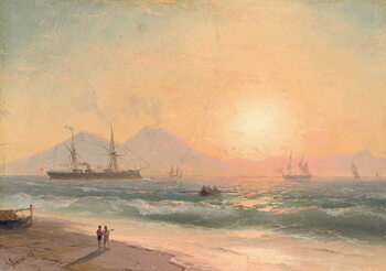Poster Watching Ships at Sunset,