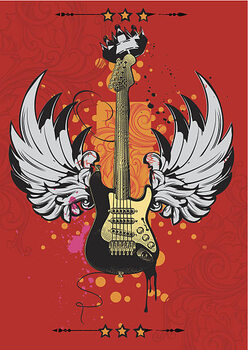 Αυτοκόλλητο Winged guitar poster