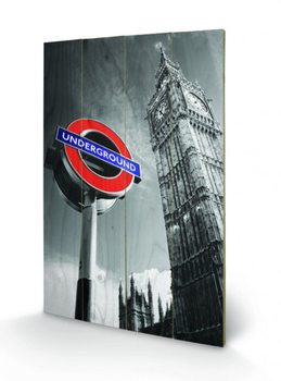 London - Underground Sign & Big Ben Wooden Art