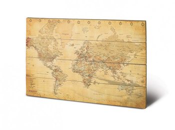World Map - Vintage Style Wooden Art