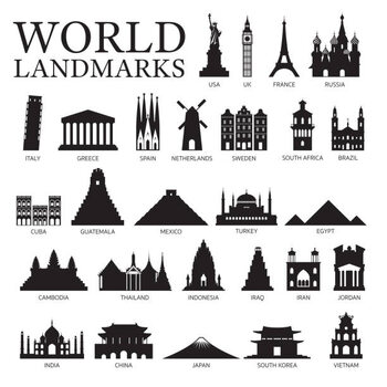 Μπλουζάκι World Countries Landmarks Silhouette Set