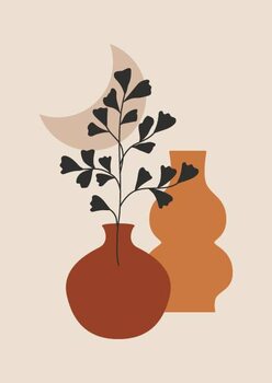 Αφίσα Abstract botanical poster. Boho contemporary background, mid century minimalist art print. Vector illustration