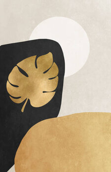 Αφίσα Artistic painting with abstract golden leaves.