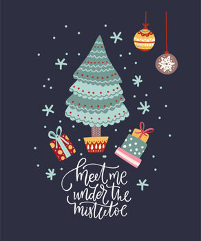 Αφίσα Christmas vector cartoon mouse in a flat style.