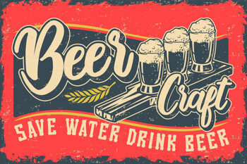Αφίσα Color vector illustration with beer and lettering