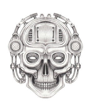 Αφίσα Cyberpunk skull tattoo.