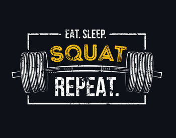 Αφίσα Eat sleep squat repeat. Gym motivational