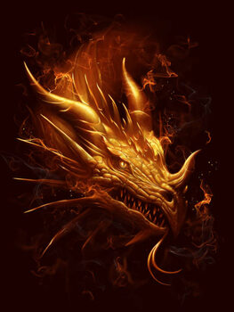 Αφίσα Fire dragon head digital painting