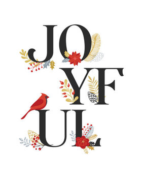 Αφίσα Joyful, Merry Christmas card with lettering