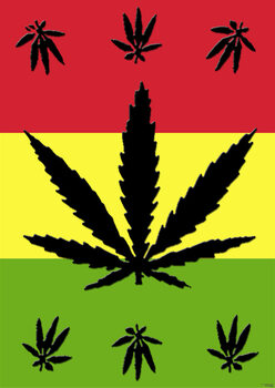 Αφίσα Marijuana Leaf - On rasta colours