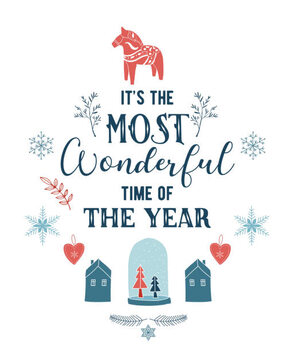 Αφίσα Merry Christmas Background with Typography, Lettering.