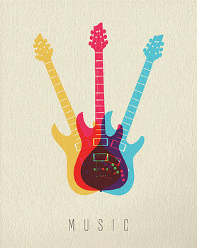 Αφίσα Music concept icon electric guitar color design